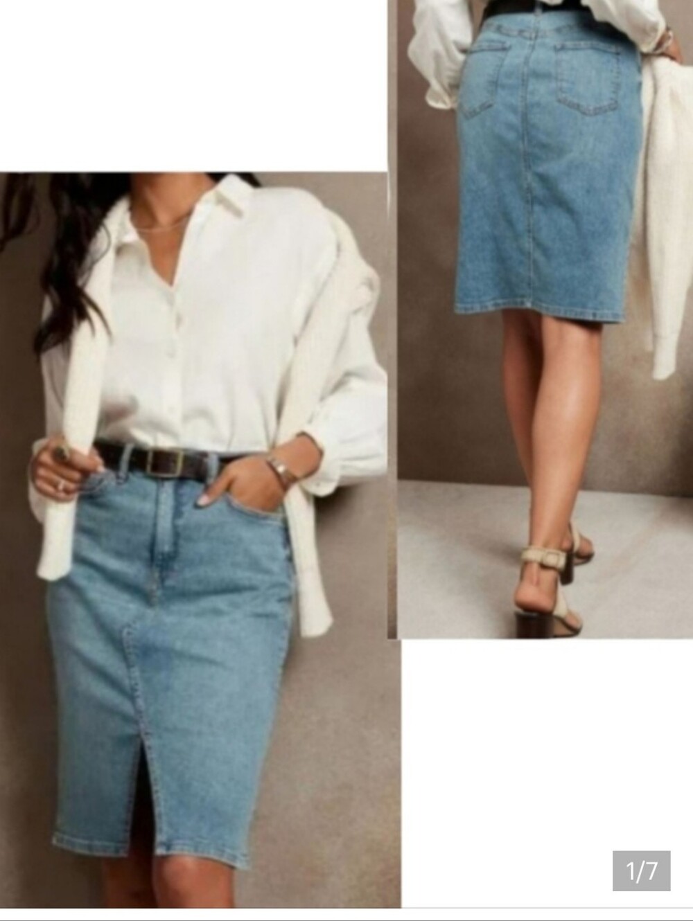 Banana Republic Denim Pencil Skirt with Front Slit